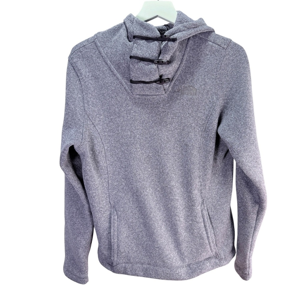 The North Face Crescent Hooded Pullover Womens Small Purple Toggle Neck Fleece